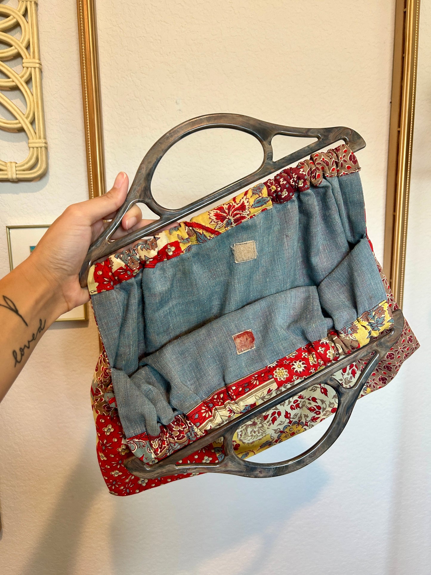 Handmade Clutch with Acrylic Handles