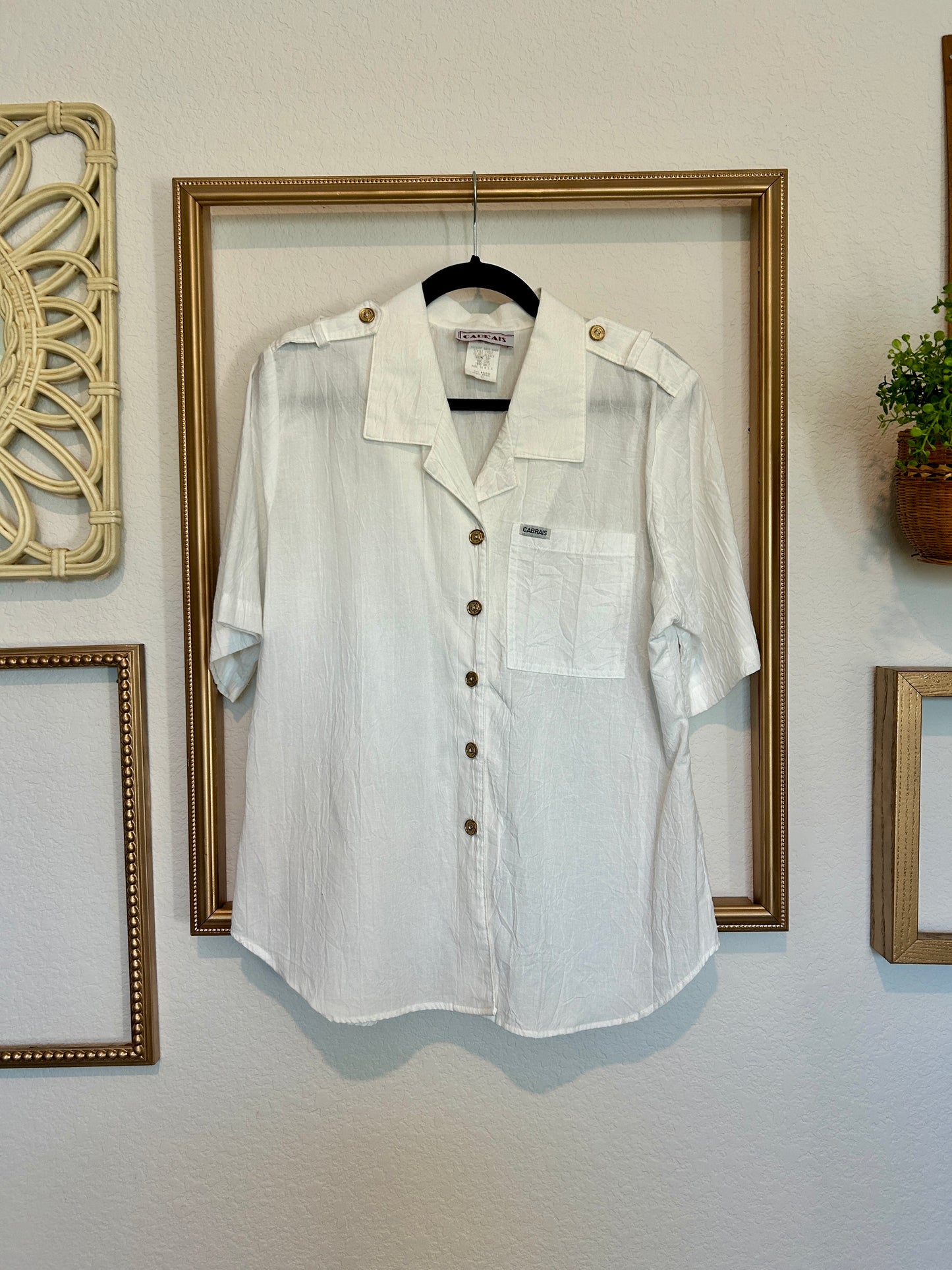 Cabrais Crinkled Camp Collar Button Up (L/XL)