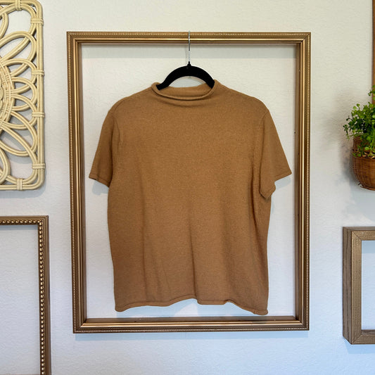 Valerie Stevens Mock Neck Camel Sweater Tee