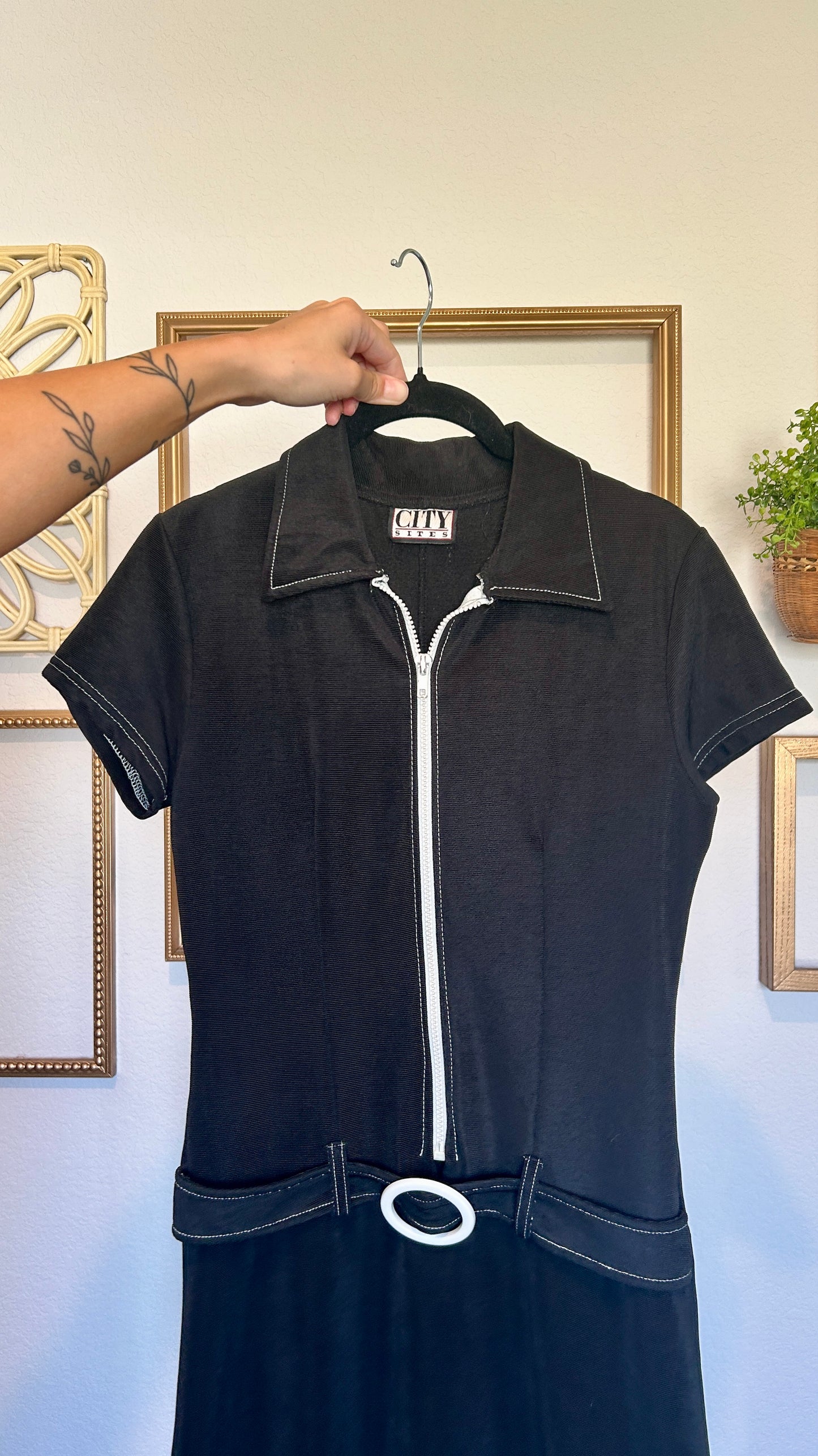 City Sites Zip Up Belted Dress (XS-M)