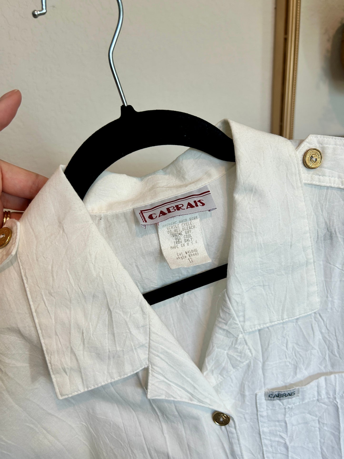 Cabrais Crinkled Camp Collar Button Up (L/XL)