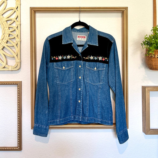 Andrew’s Jeans Denim Embroidered Button Up