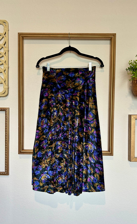Gala Fashion Velvet Midi Skirt with Drop Waist (S/M)