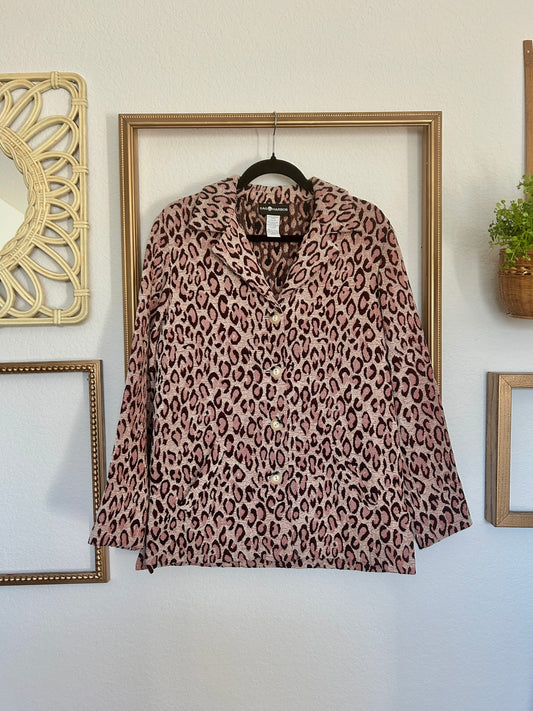 Sag Harbor Pink Leopard Coat (M/L)