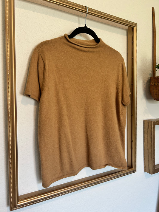 Valerie Stevens Mock Neck Camel Sweater Tee